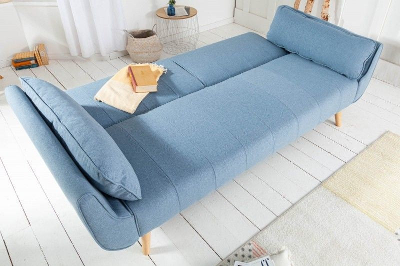 Canapé lit design DIVANI 220cm bleu clair fonction lit canapé 3 places design scandinave - 40088