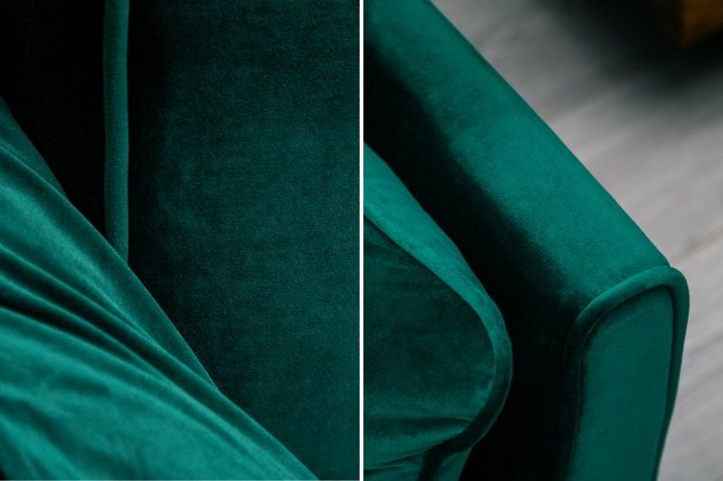 Canapé lit rétro DIVANI 220 cm canapé 3 places en velours vert émeraude avec fonction lit - 40089