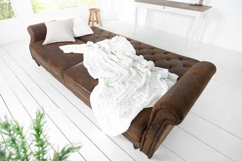 Canapé Chesterfield 3 places MAISON BELLE AFFAIRE 220cm marron antique 3 places avec fonction couchage - 40082