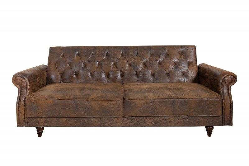 Canapé Chesterfield 3 places MAISON BELLE AFFAIRE 220cm marron antique 3 places avec fonction couchage - 40082