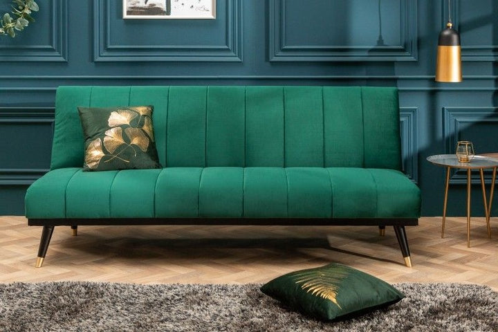 Canapé lounge design 3 places PETIT BEAUTE Canapé convertible 180 cm en velours vert émeraude - 40027