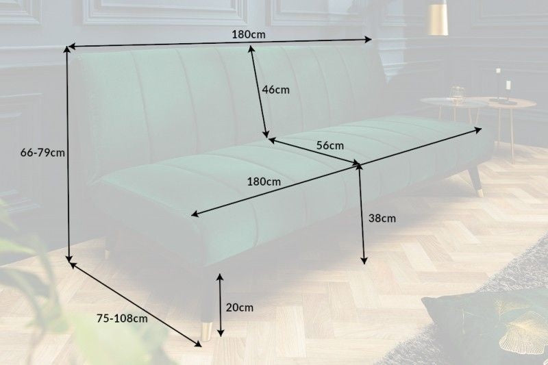Canapé lounge design 3 places PETIT BEAUTE Canapé convertible 180 cm en velours vert émeraude - 40027