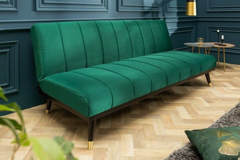 Canapé lounge design 3 places PETIT BEAUTE Canapé convertible 180 cm en velours vert émeraude - 40027