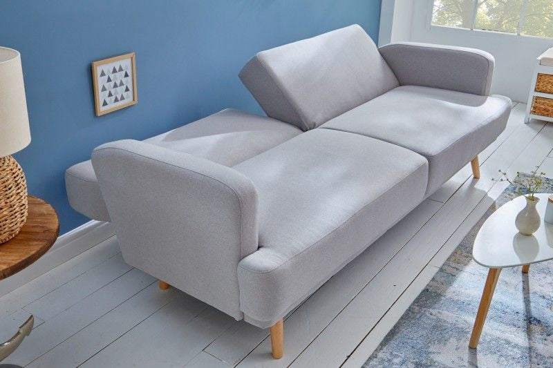 Élégant canapé 3 places STUDIO 200 cm gris avec coussin avec fonction couchage - 39464