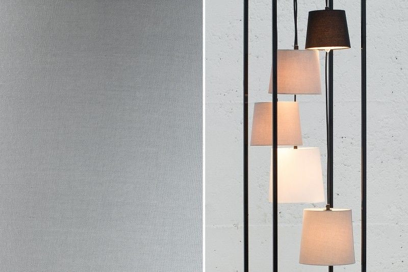 Lampadaire design LEVELS 180cm noir-gris 5 abat-jour en lin - 38685