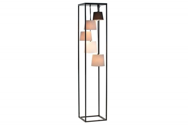 Lampadaire design LEVELS 180cm noir-gris 5 abat-jour en lin - 38685