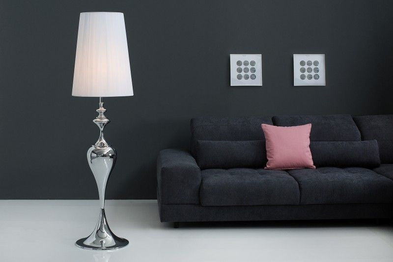 Lampadaire design noble LUCIE 160cm lampadaire blanc argenté de style baroque - 38572