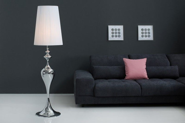 Lampadaire design noble LUCIE 160cm lampadaire blanc argenté de style baroque - 38572