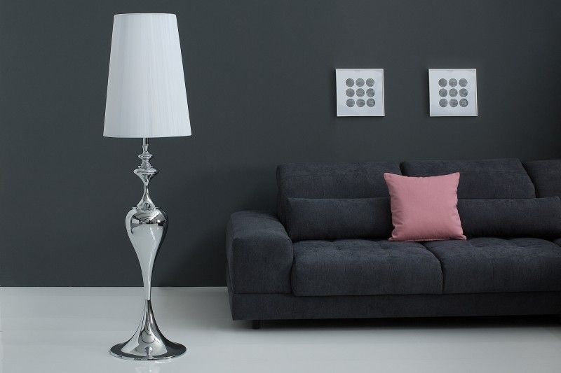 Lampadaire design noble LUCIE 160cm lampadaire blanc argenté de style baroque - 38572