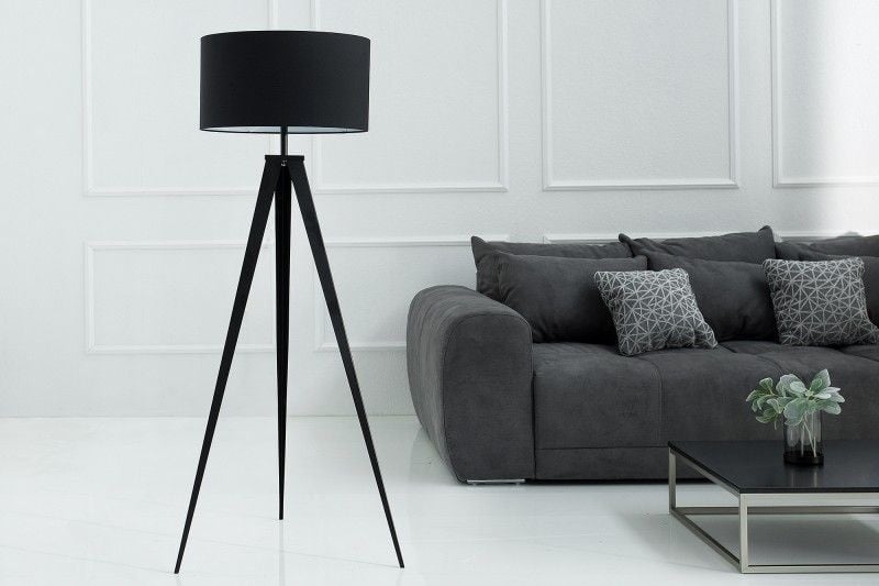 Lampadaire élégant TRIPOD 142cm lampadaire rétro noir - 38683