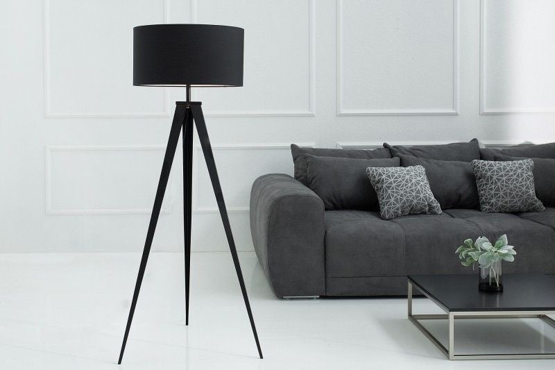 Lampadaire élégant TRIPOD 142cm lampadaire rétro noir - 38683