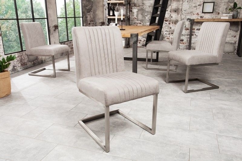 Chaise cantilever moderne BIG ASTON structure acier inoxydable gris pierre - 39854