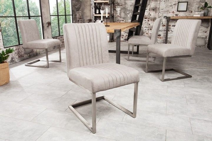 Chaise cantilever moderne BIG ASTON structure acier inoxydable gris pierre - 39854