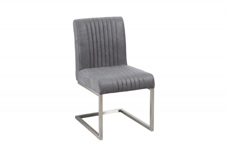 Chaise cantilever moderne BIG ASTON vintage gris acier inoxydable brossé - 39853
