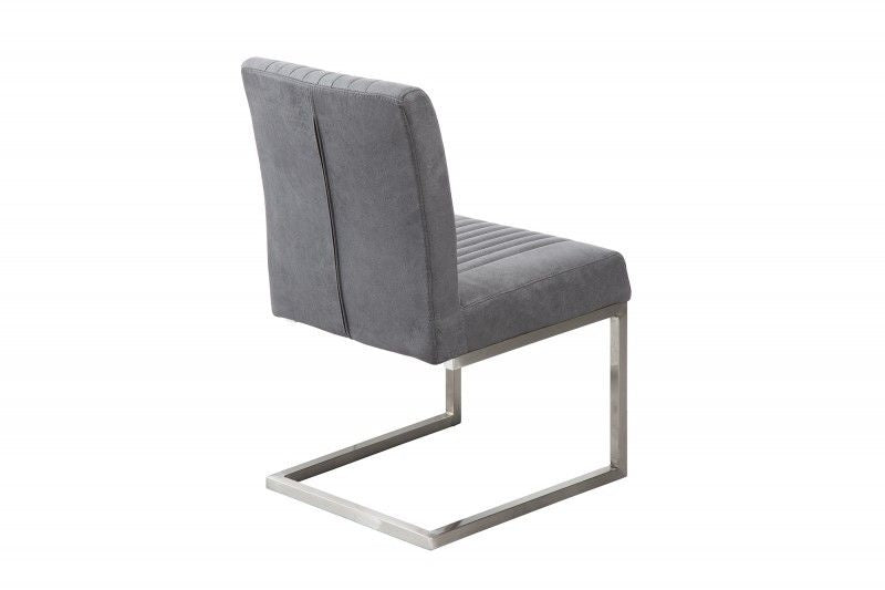 Chaise cantilever moderne BIG ASTON vintage gris acier inoxydable brossé - 39853