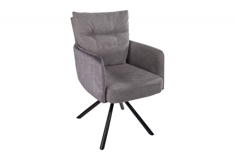 Chaise de bureau BIG GEORGE, structure en velours gris, accoudoir en tissu, noyau à ressorts - 40167