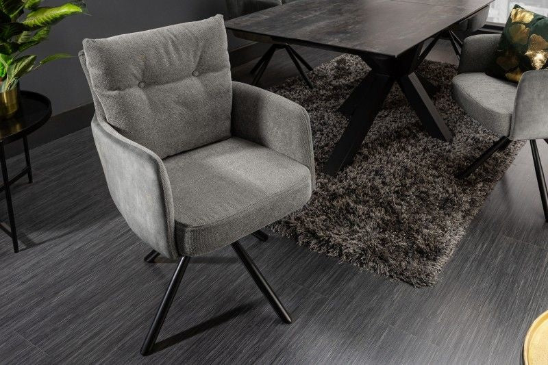 Chaise de bureau BIG GEORGE, structure en velours gris, accoudoir en tissu, noyau à ressorts - 40167