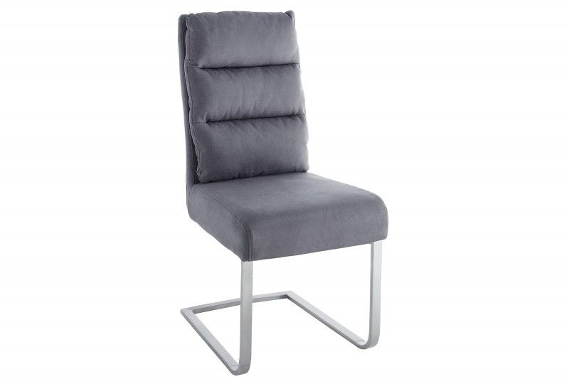 Chaise cantilever design COMFORT gris vintage avec structure en acier inoxydable - 38394
