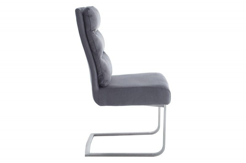 Chaise cantilever design COMFORT gris vintage avec structure en acier inoxydable - 38394