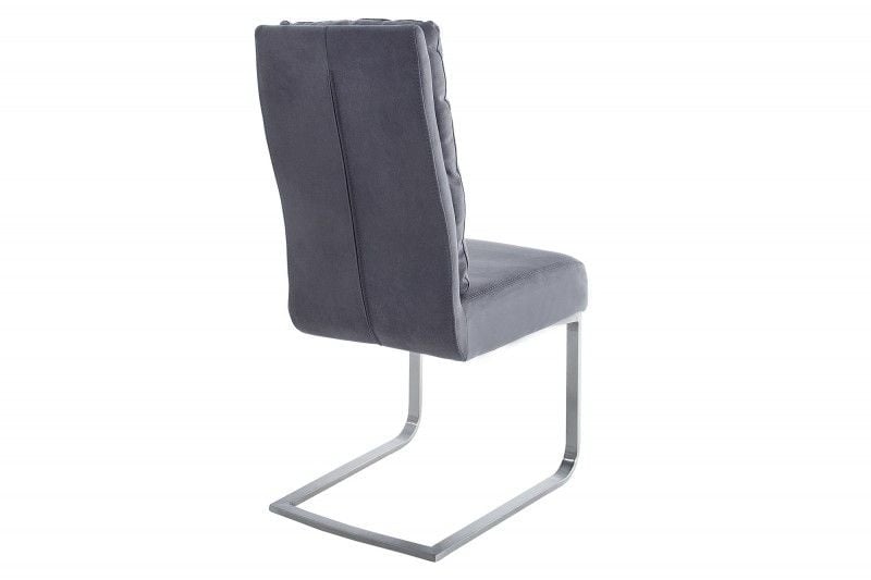 Chaise cantilever design COMFORT gris vintage avec structure en acier inoxydable - 38394