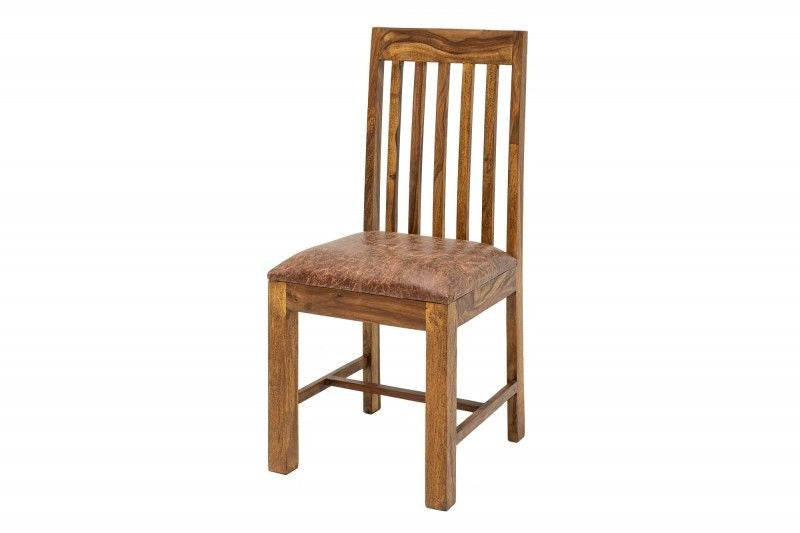 Chaise robuste MAKASSAR Chaise de salle à manger en sheesham tapissée de style colonial - 39751