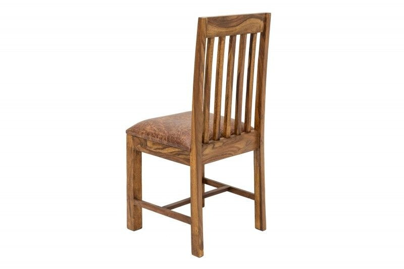 Chaise robuste MAKASSAR Chaise de salle à manger en sheesham tapissée de style colonial - 39751