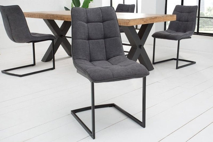 Chaise cantilever design MIAMI structure métal gris foncé noir mat - 38501