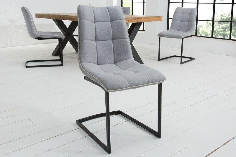 Chaise cantilever design MIAMI structure métal gris clair noir mat - 38500