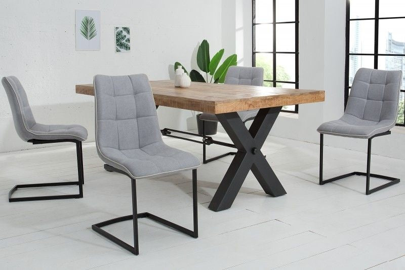 Chaise cantilever design MIAMI structure métal gris clair noir mat - 38500