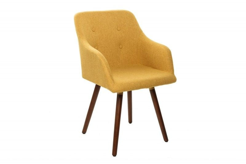 Chaise classique design SCANDINAVIA MASTERPIECE jaune moutarde avec accoudoir - 40124