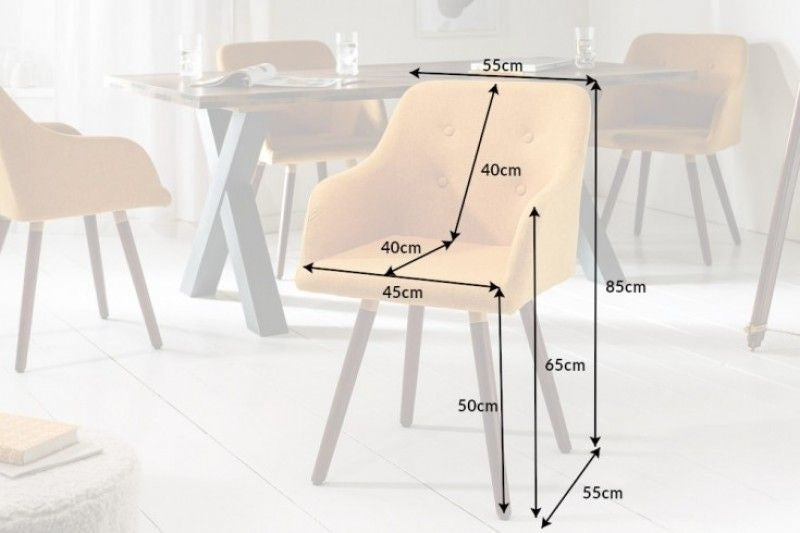 Chaise classique design SCANDINAVIA MASTERPIECE jaune moutarde avec accoudoir - 40124