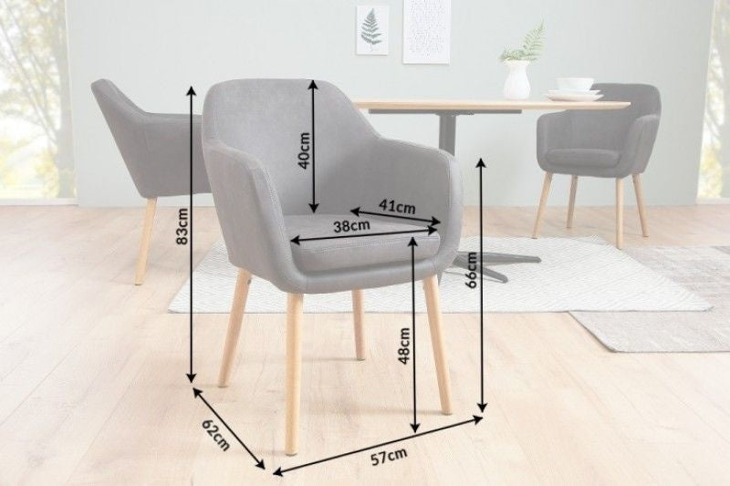 Chaise accoudoir design SUPREME gris vintage avec pieds en bois massif - 38439