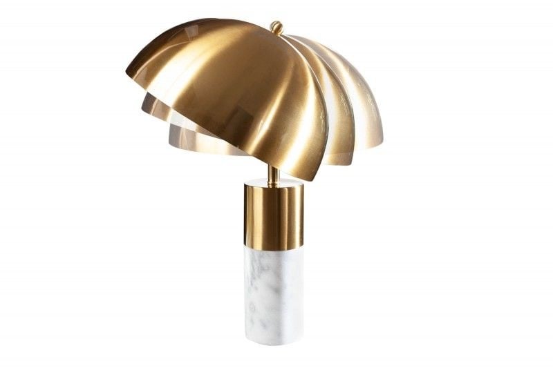 Lampe de table élégante BURLESQUE 52cm dorée avec socle en marbre blanc - 40778