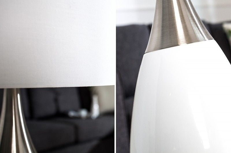 Lampe de table moderne CARLA 60cm blanc argent avec abat-jour en lin - 37006