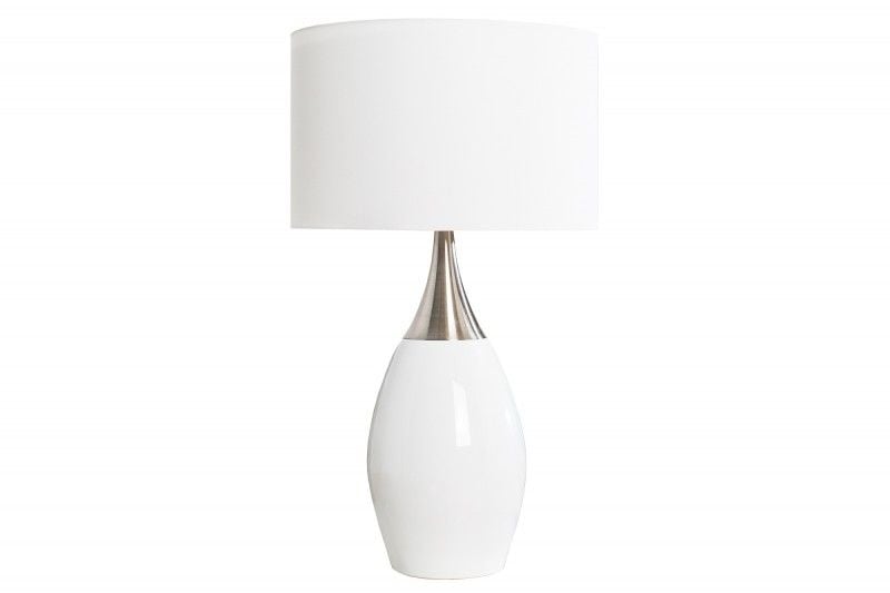 Lampe de table moderne CARLA 60cm blanc argent avec abat-jour en lin - 37006