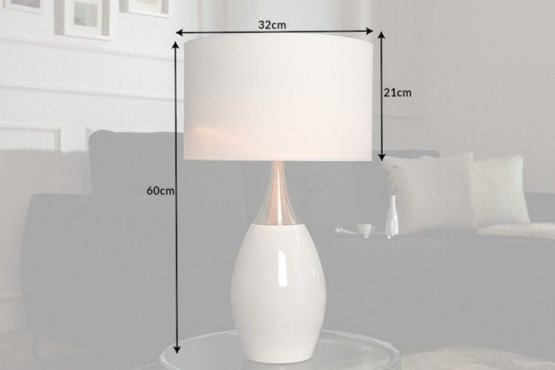 Lampe de table moderne CARLA 60cm blanc argent avec abat-jour en lin - 37006