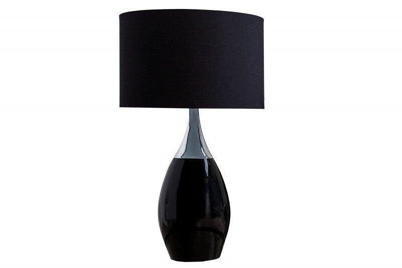 Lampe de table moderne CARLA 60cm noir argent avec abat-jour en lin - 37005