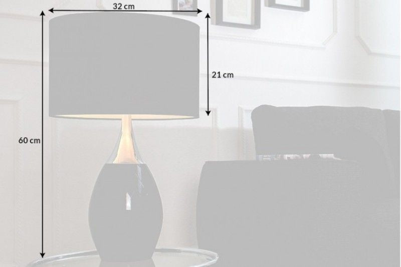 Lampe de table moderne CARLA 60cm noir argent avec abat-jour en lin - 37005