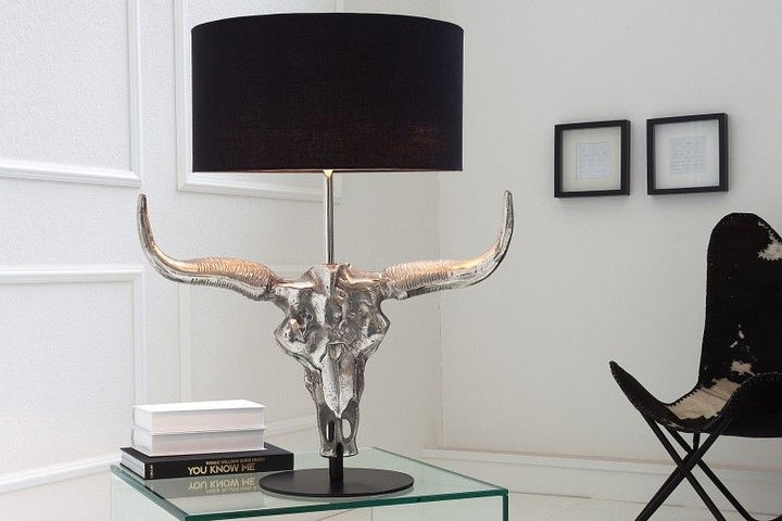 Lampe de table extravagante EL TORO 68cm lampe de table tête de taureau noire - 38321