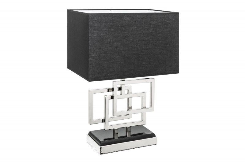Lampe de table moderne ATLANTIS 56cm abat-jour en tissu argenté lampe en marbre noir - 39097