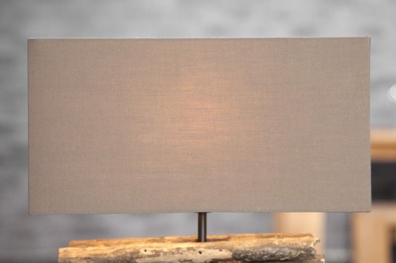Lampe de table faite main PERIPHERE 40 cm abat-jour en lin bois flotté marron - 17322