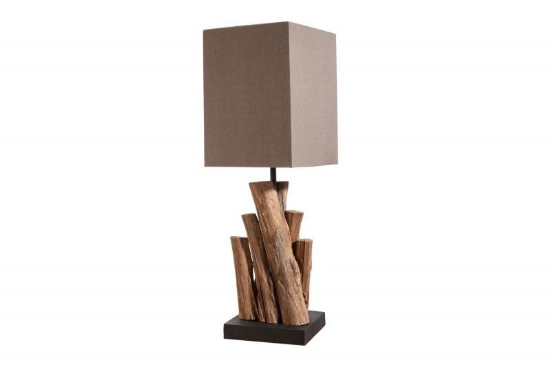 Lampe de table faite main PURE NATURE 45cm en bois de fer avec abat-jour en coton - 40402