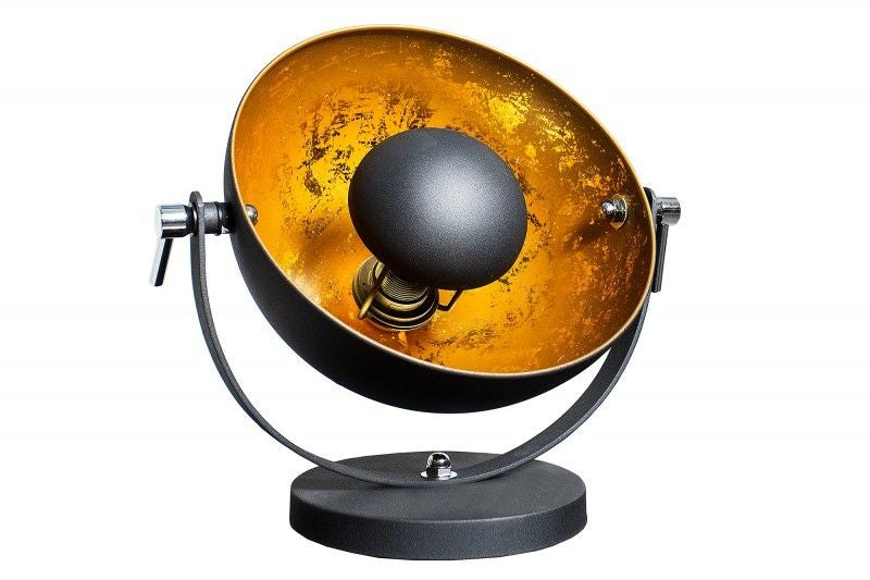 lampe de table design industriel STUDIO 40cm aspect feuille d'or noir abat-jour inclinable - 37140