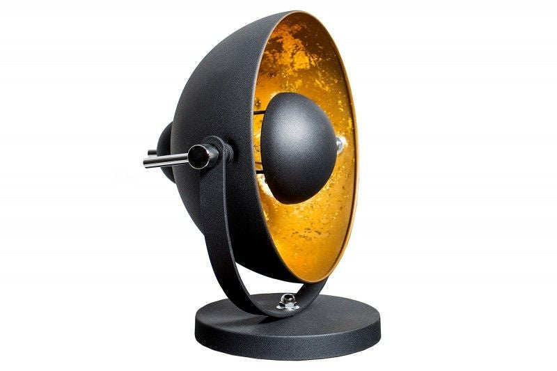 lampe de table design industriel STUDIO 40cm aspect feuille d'or noir abat-jour inclinable - 37140
