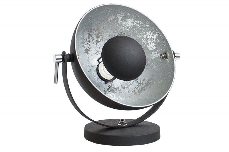 lampe de table design industriel STUDIO 40cm noir aspect feuille d'argent abat-jour inclinable - 37222