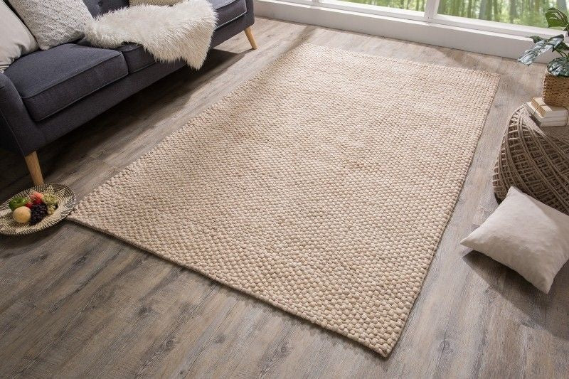 Tapis fait main LAINE 240x160cm beige en laine - 38761