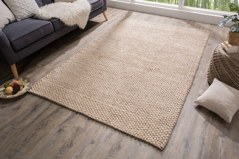 Tapis fait main LAINE 240x160cm beige en laine - 38761