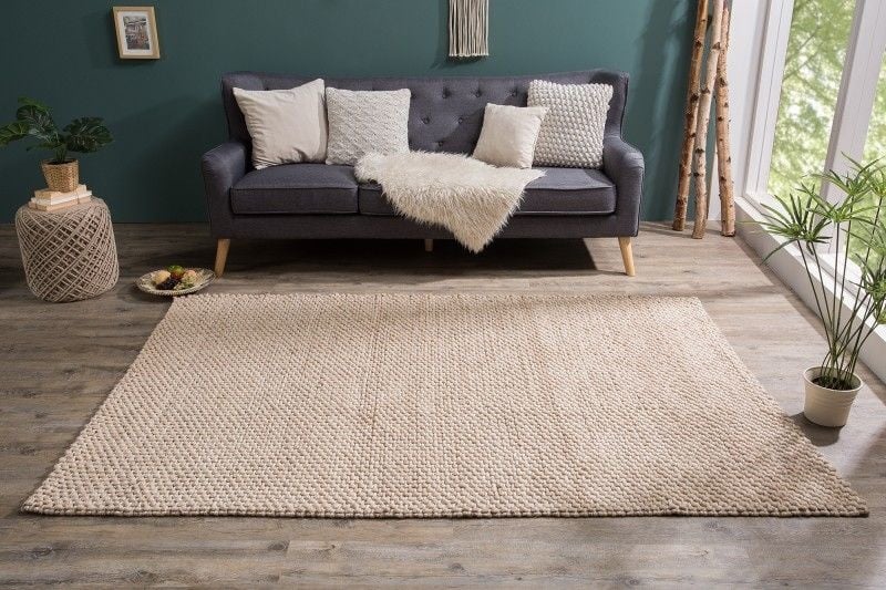 Tapis fait main LAINE 240x160cm beige en laine - 38761