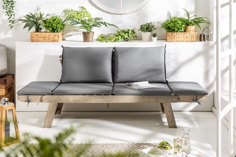 Canapé massif MODULAIRE 152cm acacia gris avec coussin banc de jardin pliant - 39837