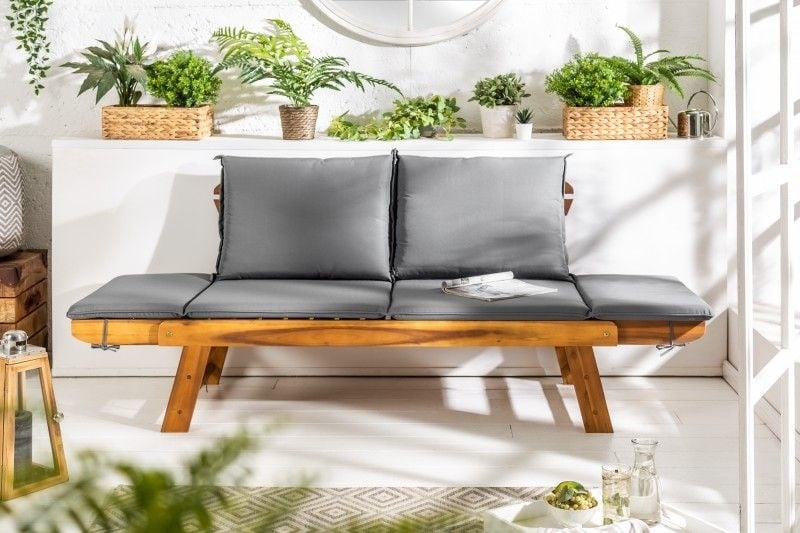 Canapé massif MODULAIRE 152cm en acacia avec coussin banc de jardin pliant - 37568